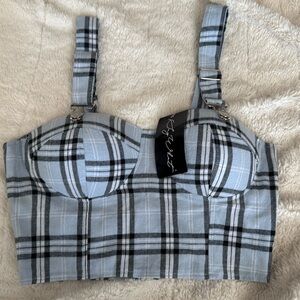 Blue plaid corset top